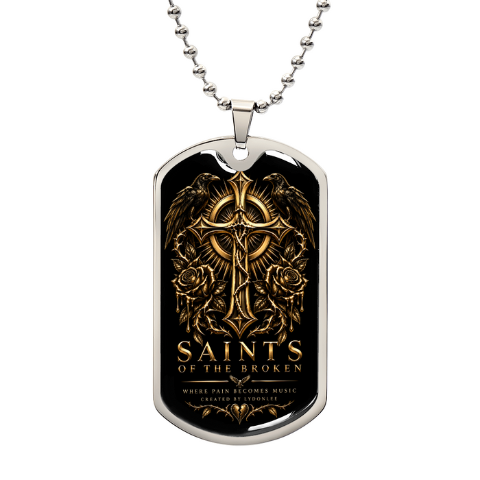 Saints of the Broken – Where Pain Becomes Music Dog Tag Necklace