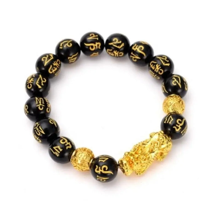 Black Gold Beaded Pixiu Bracelet
