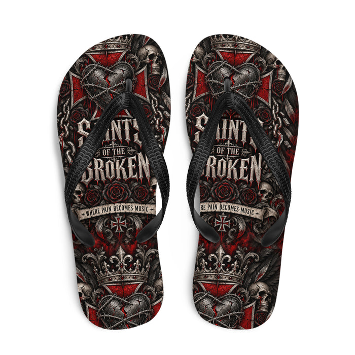 Saints of the Broken — Gothic Broken Heart Flip-Flops